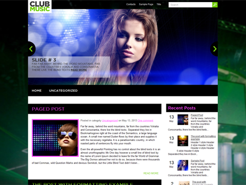 ClubMusic Free Wordpress Theme for Music Sites